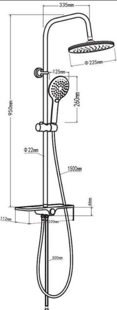 Колона для душу Perla SPLASH латунь Хром (PUD-PSF2001) - фото 2 Колона для душу Perla SPLASH латунь Хром (PUD-PSF2001) - фото 2