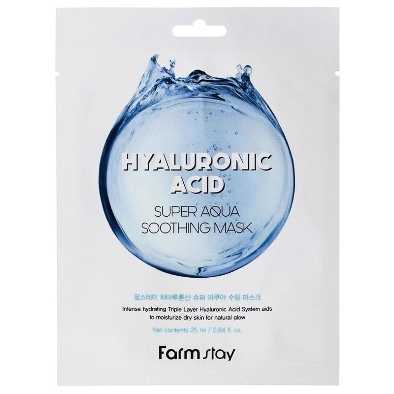 Маска тканевая для лица FarmStay Hyaluronic Acid Super Aqua Soothing Mask с гиалуроном 25 мл (8809783320181)