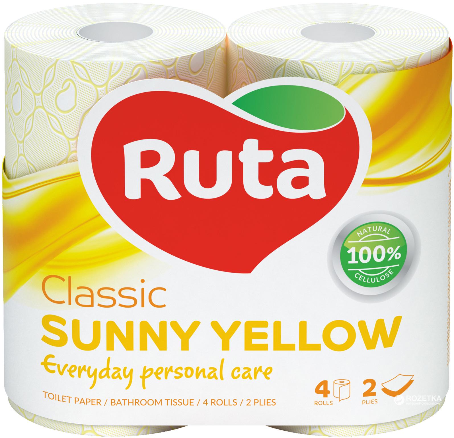 Туалетная бумага Ruta Classic Sunny Yellow 2 слоя 4 рулона