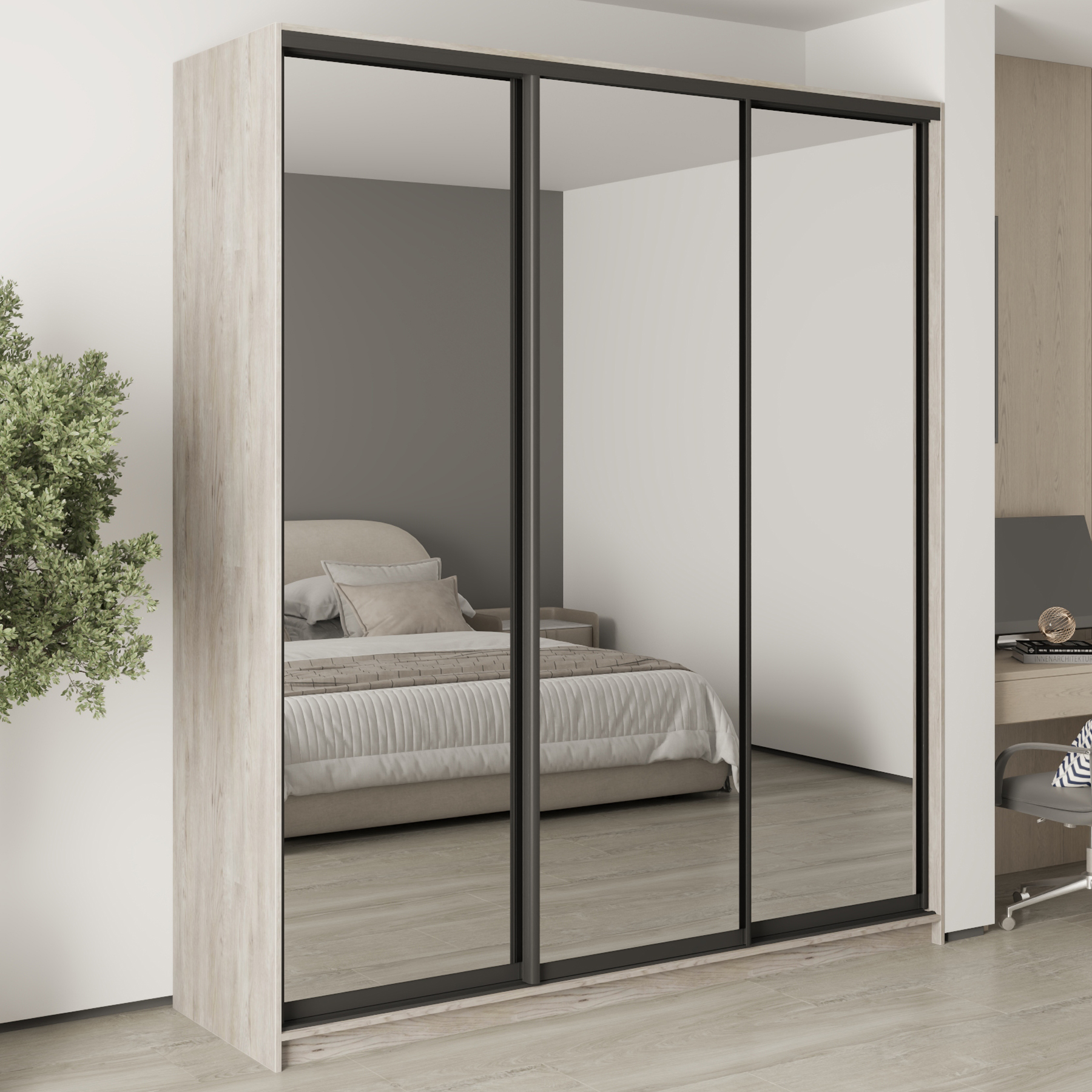 Шкаф-купе трехдверный Mebel Star Стандарт BG MBS-8823 210х45х240 см Аляска серый (1008234)