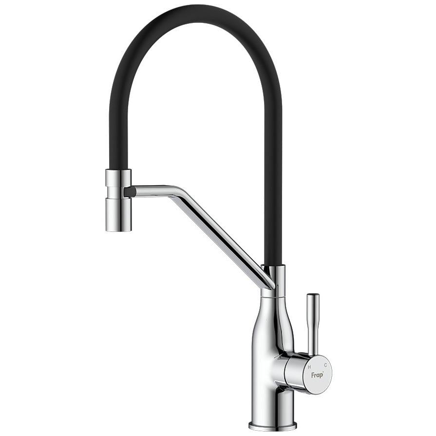 Змішувач для кухні Frap F4497 з гнучким виливом Чорний (227509)