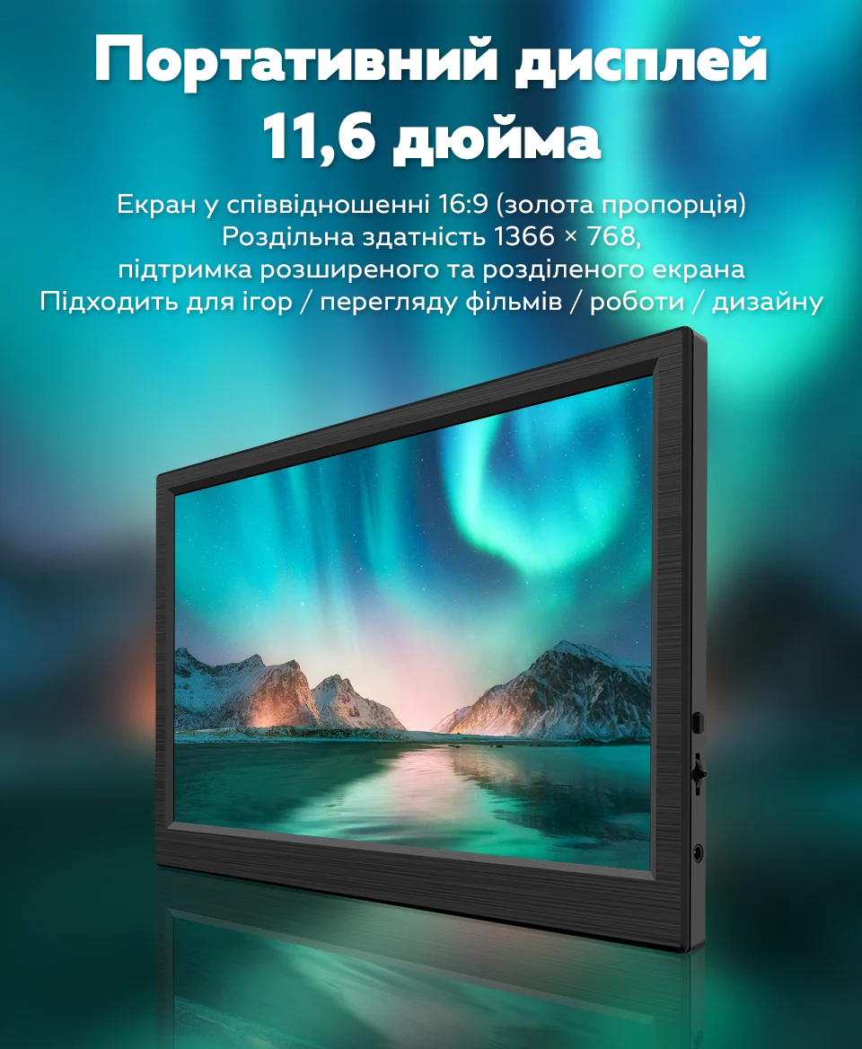 Монитор портативный RIAS IPM-116 11,6" 768P Black (3_06682) - фото 2