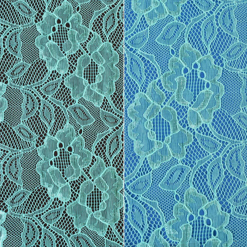 Тканина мереживне полотно стрейч квіти на сітці ширина 150 см Блакитний (11135.070) - фото 4 Тканина мереживне полотно стрейч квіти на сітці ширина 150 см Блакитний (11135.070) - фото 4