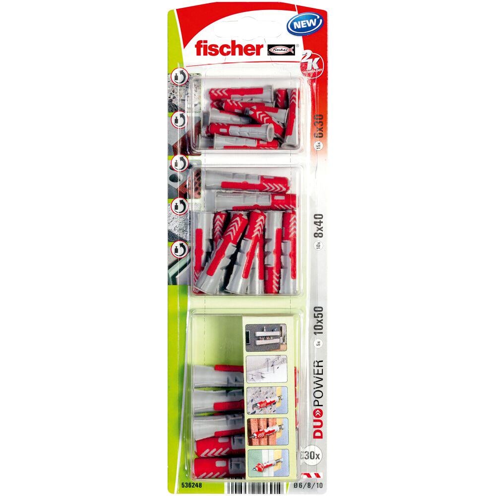 Комплект дюбелів FISCHER Duopower універсальний 6х30/8х40/10х50 мм (536248)