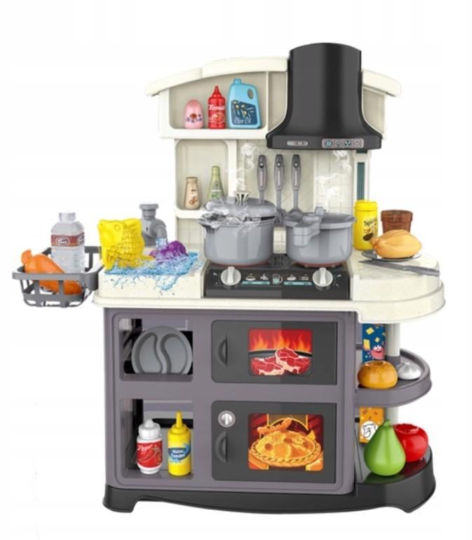 Детская игрушечная кухня для девочки с паром/водой/посудой и имитацией закипания 61 см 52 предмета Серый - фото 3 Детская игрушечная кухня для девочки с паром/водой/посудой и имитацией закипания 61 см 52 предмета Серый - фото 3