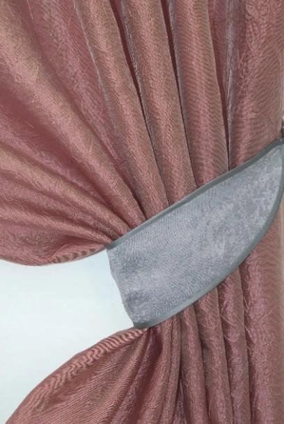 Фіранка на кухню з ламбрекеном/підв'язками 275х170 см Рожево-золотистий/Сірий (073к) - фото 2 Фіранка на кухню з ламбрекеном/підв'язками 275х170 см Рожево-золотистий/Сірий (073к) - фото 2