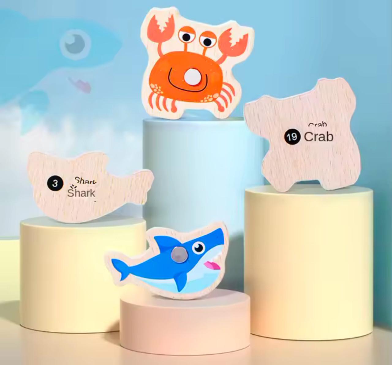 Дитяча магнітна риболовля дерев'яна 20 рибок 2 вудки (95) - фото 3