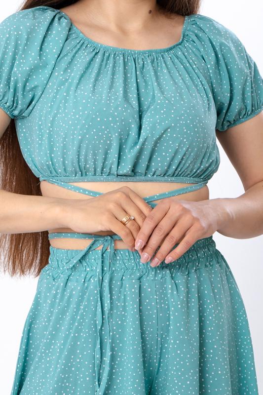 Комплект жіночий топ і спідниця-шорти Носи Своє р. 46/48 Бірюзовий (11764) - фото 4 Комплект жіночий топ і спідниця-шорти Носи Своє р. 46/48 Бірюзовий (11764) - фото 4