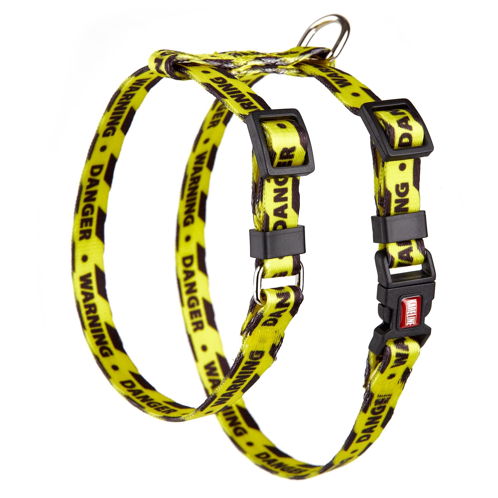 Шлея KareLine WARNING из нейлона с узором и пластиковой пряжкой 10 мм А 200-270 мм В 260-320 мм (0855/4)