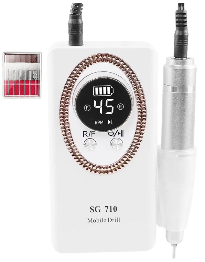 Фрезер SG710 на аккумуляторе 1800 mAh 45 000 об/мин. 36 Вт Белый
