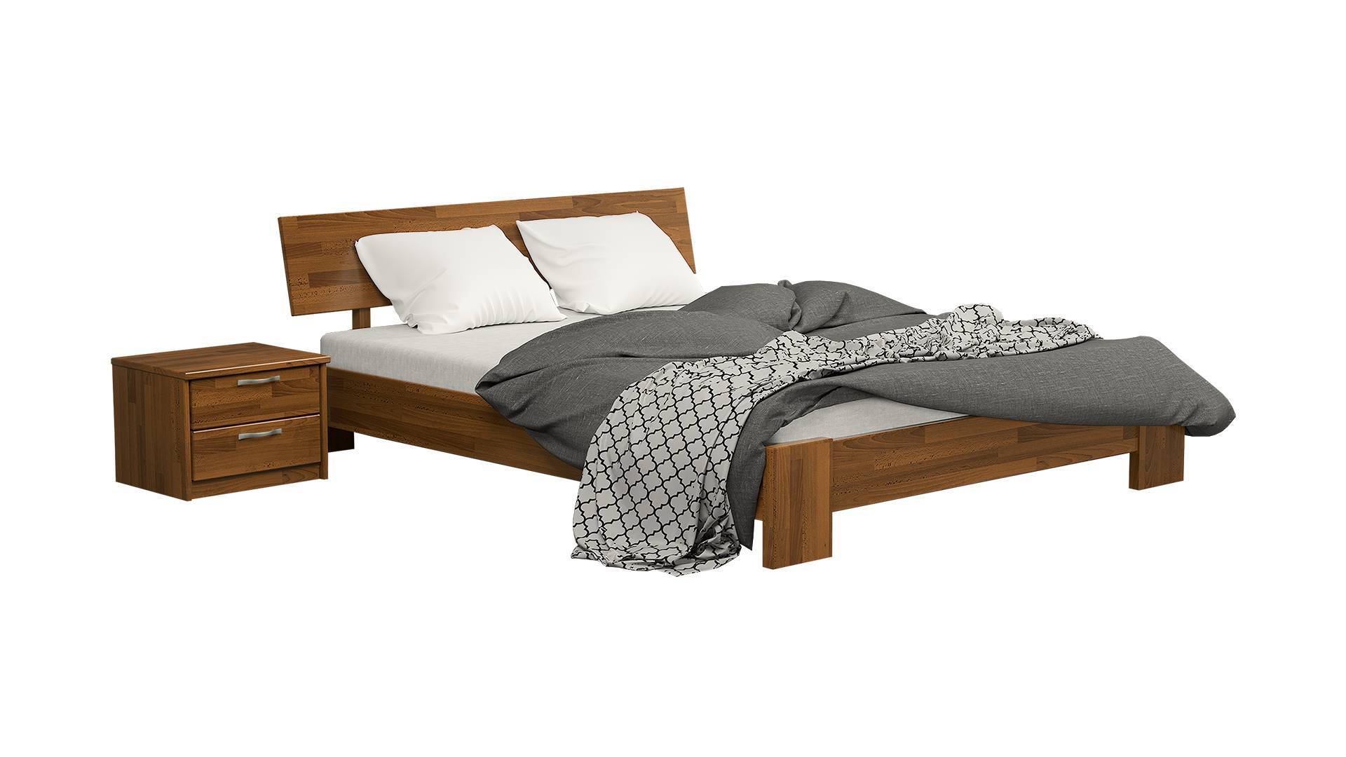 Кровать деревянная Estella Титан Щит 2Л4 140х200 см Светлый орех (8400668027)