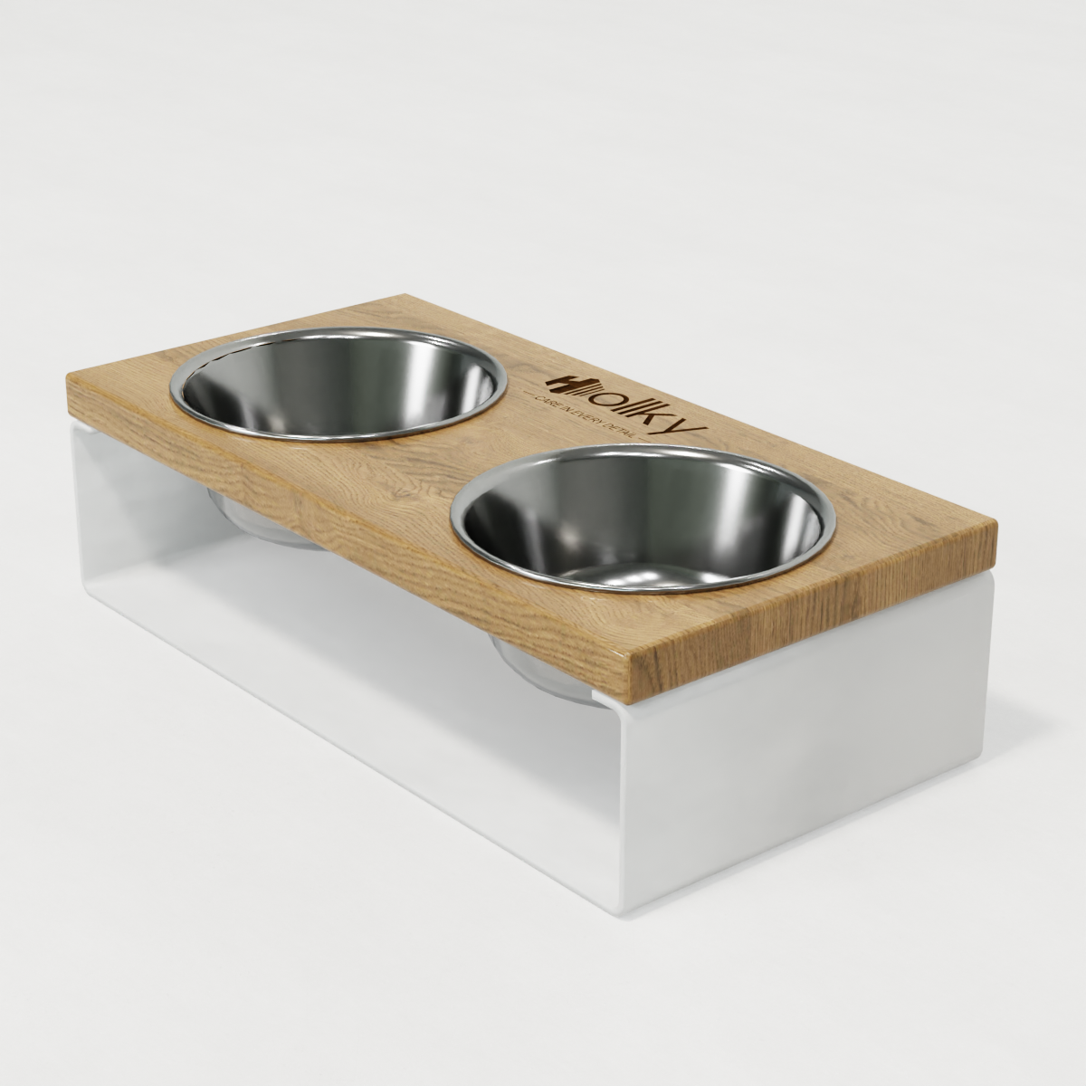 Миски на подставке из цельного металлического листа для собак и котов Hollky SteelWood S 2х0,45 л (SWS-36188-WHNT) - фото 5 Миски на подставке из цельного металлического листа для собак и котов Hollky SteelWood S 2х0,45 л (SWS-36188-WHNT) - фото 5