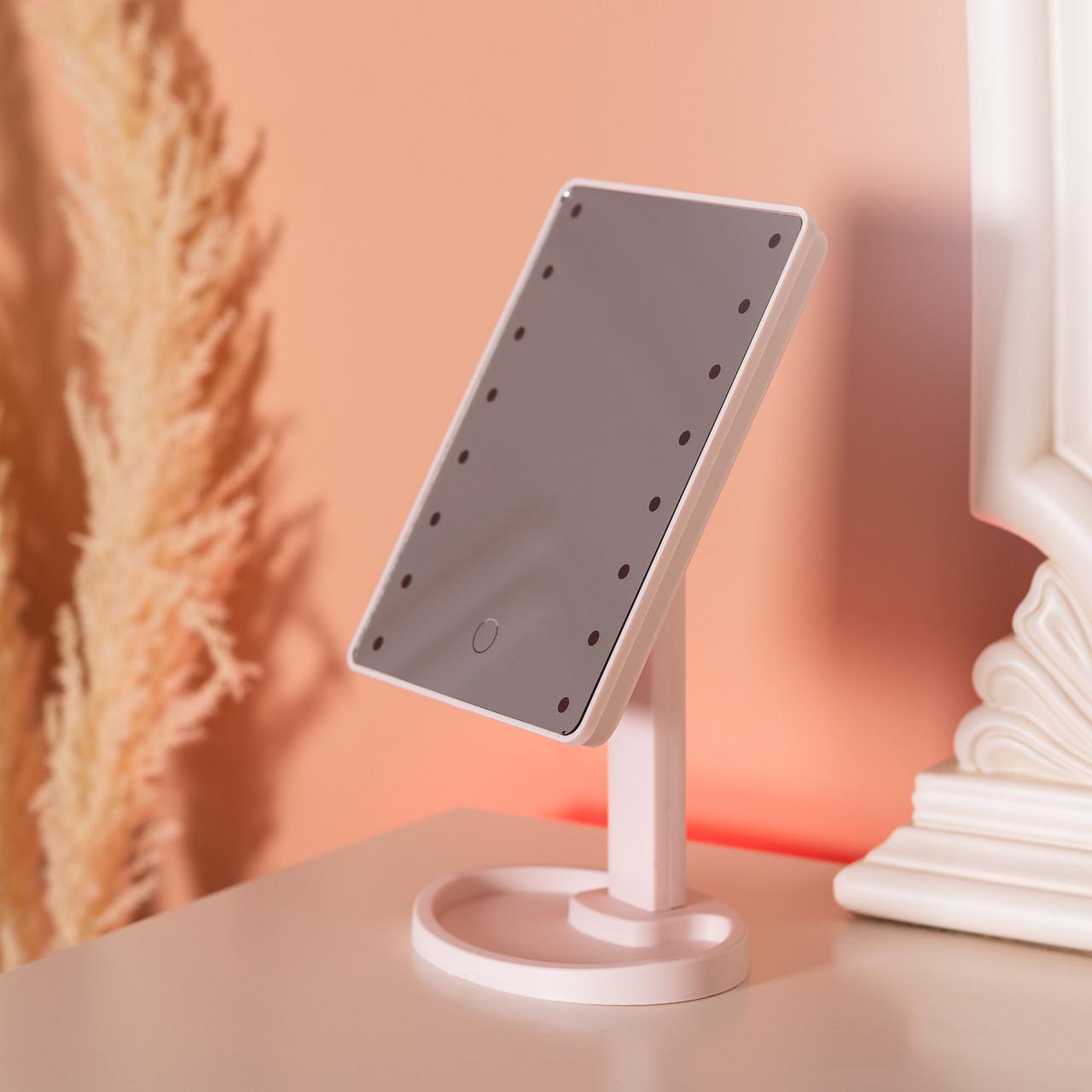 Зеркало настольное косметическое для макияжа HP-10-3AP на подставке 21х16 см 16 LED Розовый (A-033791) - фото 5 Зеркало настольное косметическое для макияжа HP-10-3AP на подставке 21х16 см 16 LED Розовый (A-033791) - фото 5