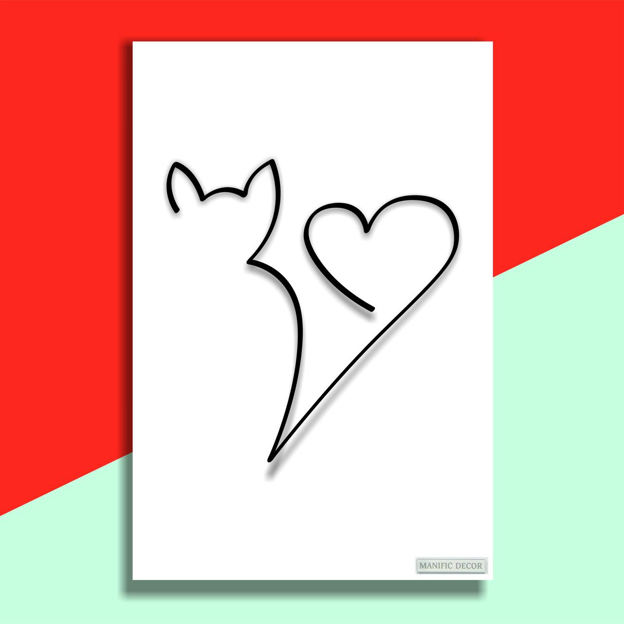 Картина інтер'єрна абстрактна Manific Decor Wall Art Cat of Love Кот Любові 40х60 см Чорний (1.017.4060) - фото 1