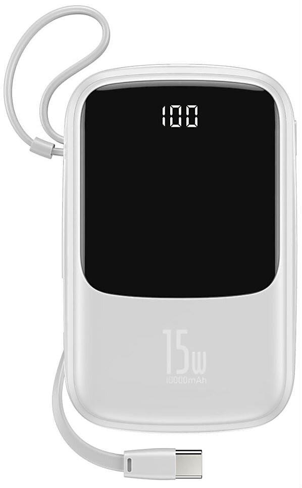 Батарея портативная Baseus Q-Pow Digital Display Type-C Cable PPQD-A02 10000 mAh White