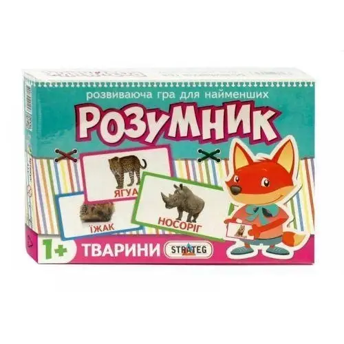 Игра Strateg Маленький умник Животные обучающие карты (30304)