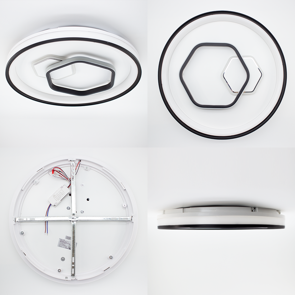 Люстра ESLLSE LORA H с пультом 80 Вт 480x65 мм Черный (10603) - фото 5