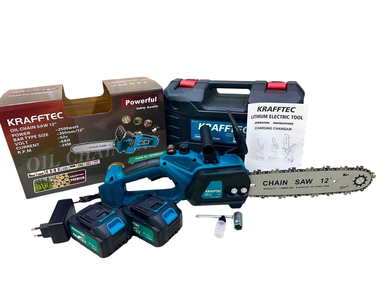 Пила ланцюгова акумуляторна Krafftec KT/BCHS 52В 6Ач в кейсі (27357909)