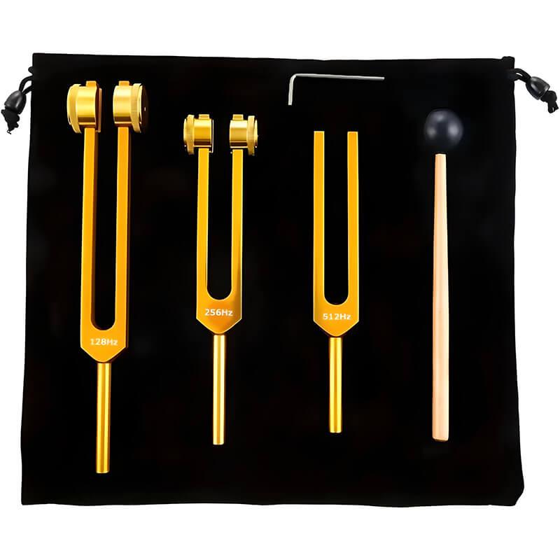 Набір камертонів Tuning Fork 3 шт. 128/256/512 Гц з алюмінієвого сплаву Gold (NK00005)
