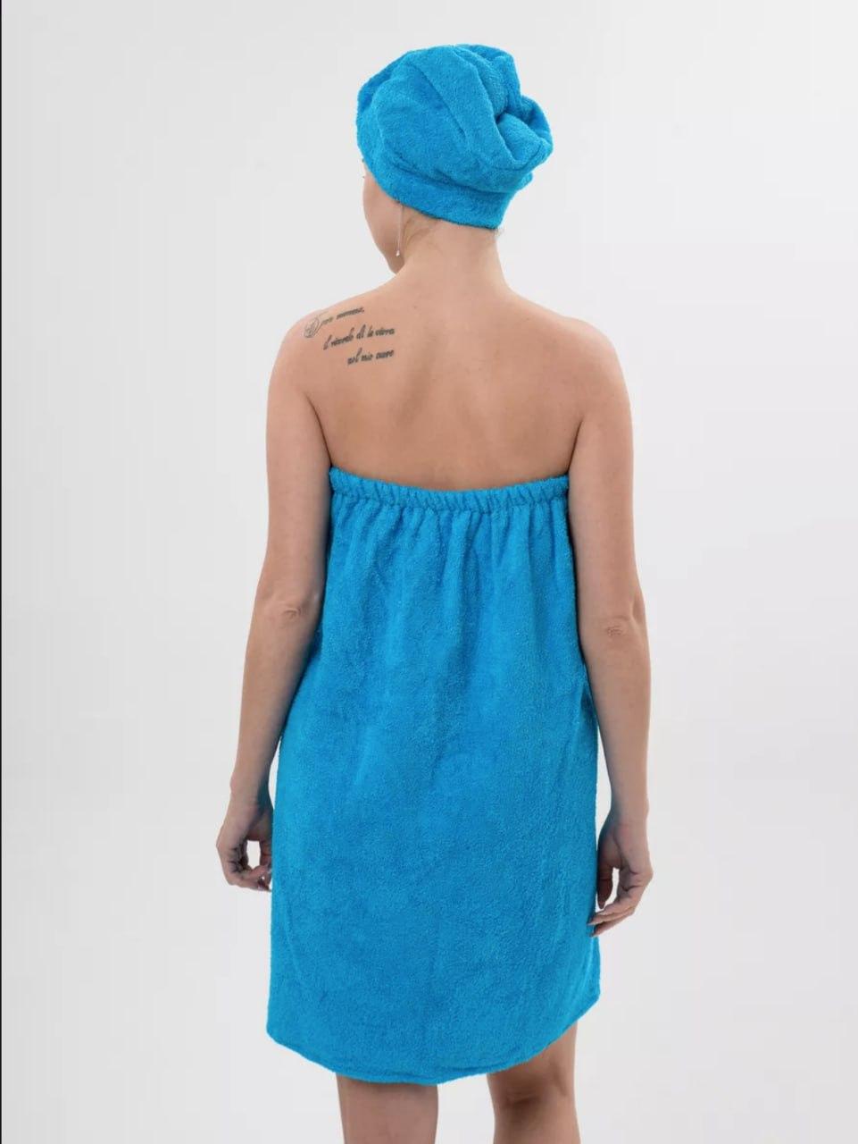 Набор женский для сауны 70х150 см Голубой (Д-К0406-double-006) - фото 5 Набор женский для сауны 70х150 см Голубой (Д-К0406-double-006) - фото 5