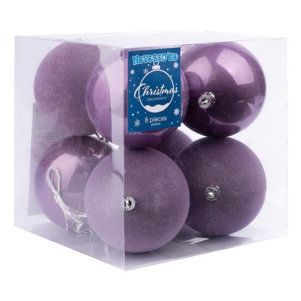 Кулі новорічні Novogod’Ko пластик 8 см 8 шт. Бузковий (974419) Кулі новорічні Novogod’Ko пластик 8 см 8 шт. Бузковий (974419)