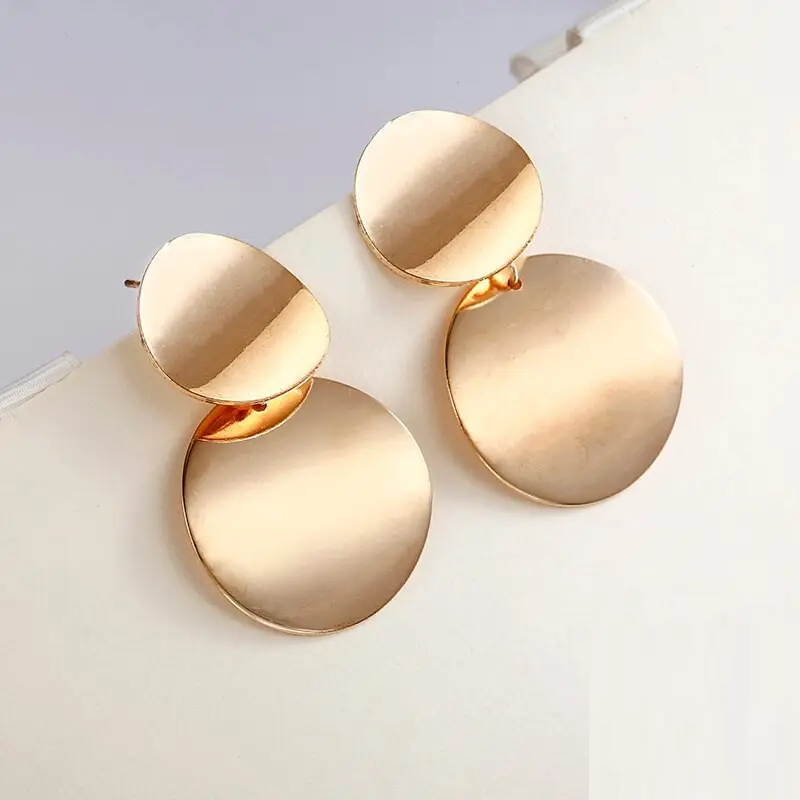 Сережки круглі монетки у вигляді кругів Золотистий (1139768340)