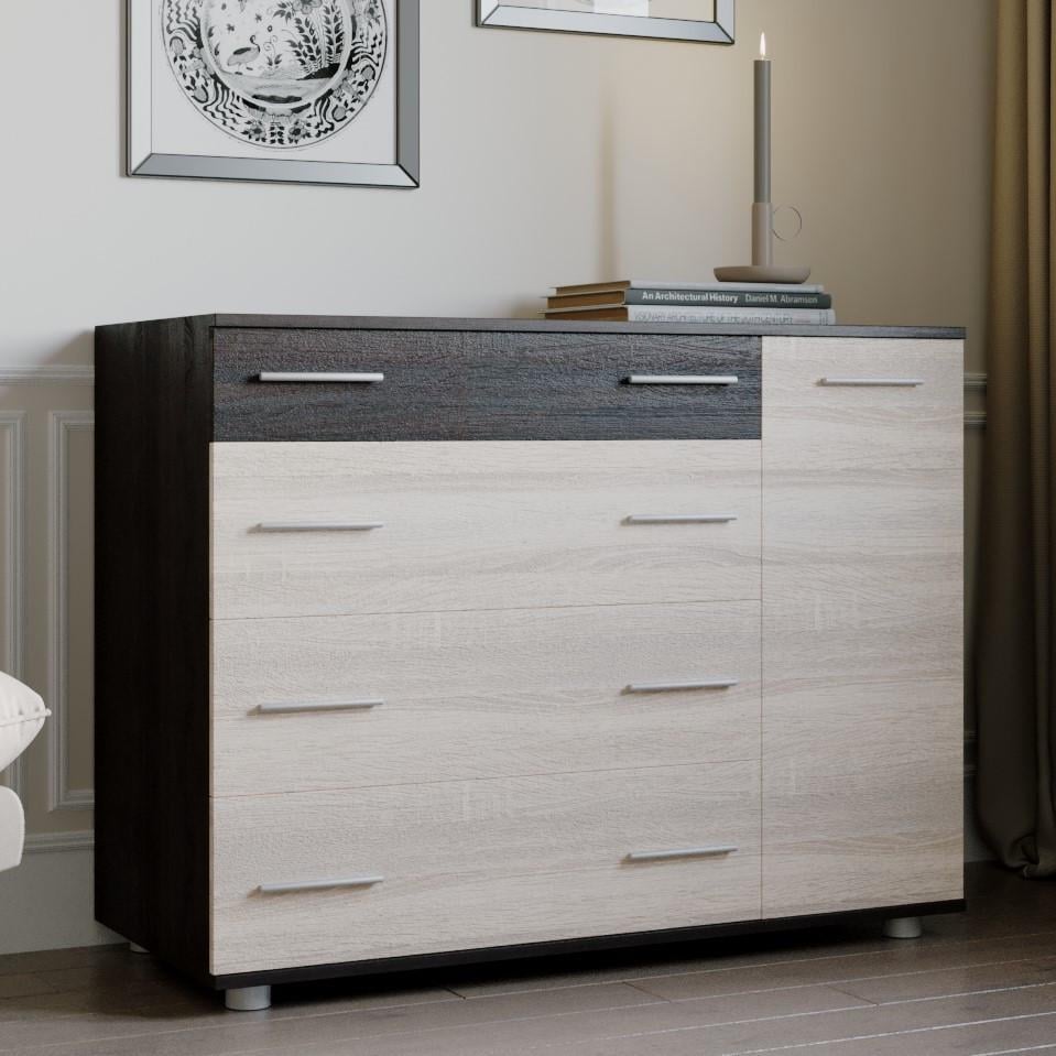 Комод для вітальні з висувними шухлядами Еверест К-3 телескопічні напрямні 100х73х38 см Венге темний/Дуб молочний (21880977) - фото 3