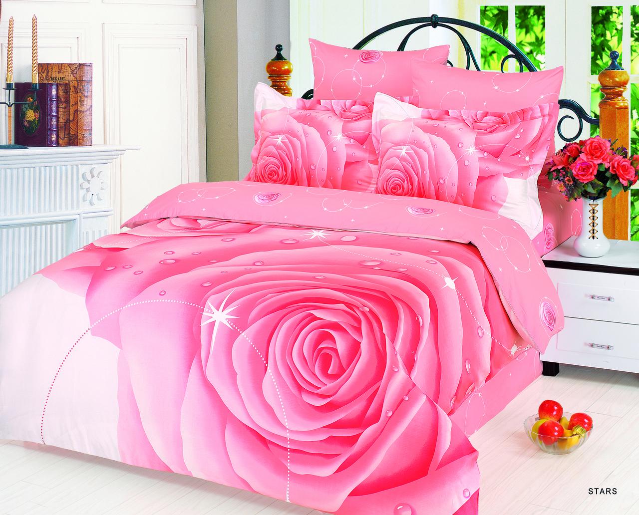 Комплект постільної білизни Le Vele Stars полуторний 160х220 см Рожевий (lv-049) - фото 2