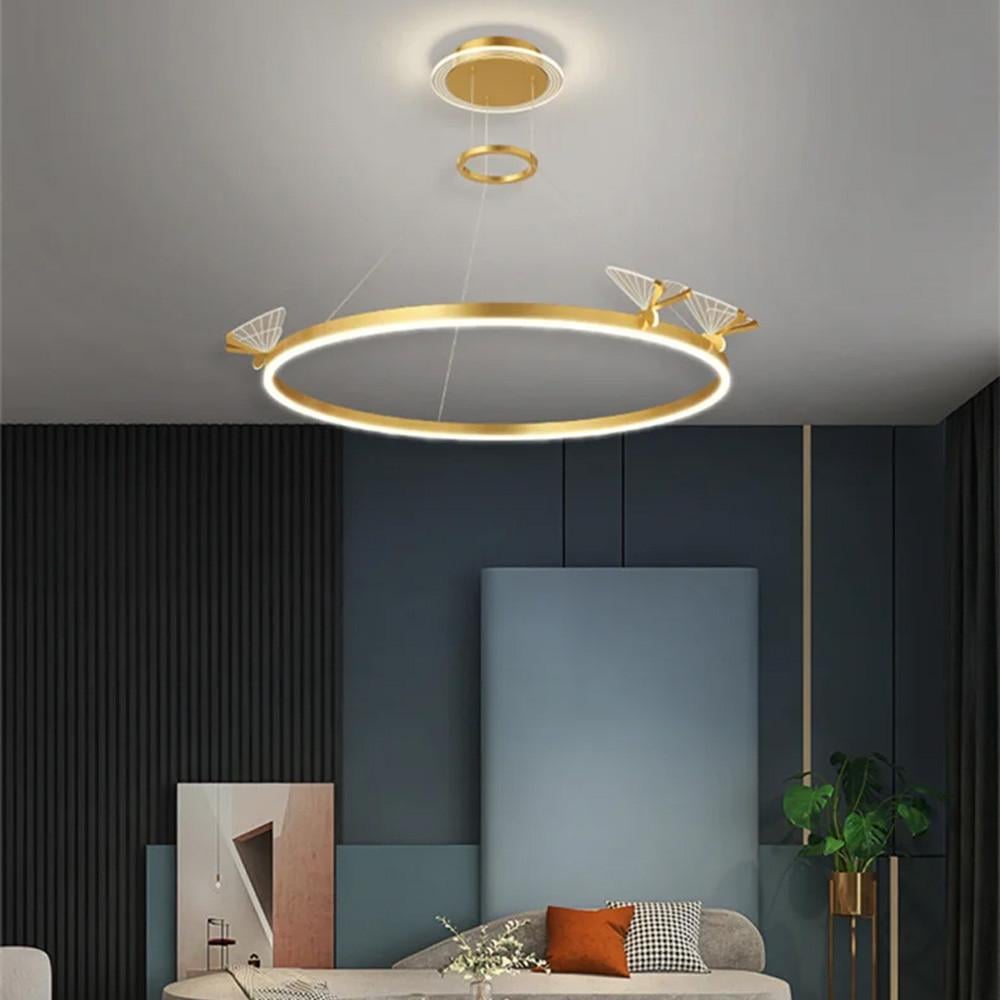 Люстра кольцо светодиодное с бабочками Золотой (C 18-700 GD) - фото 2