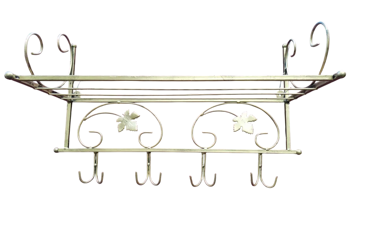 Вешалка для одежды Хатинка кованая с полкой и сдвоенными крючками 68 см (CNT00011837)