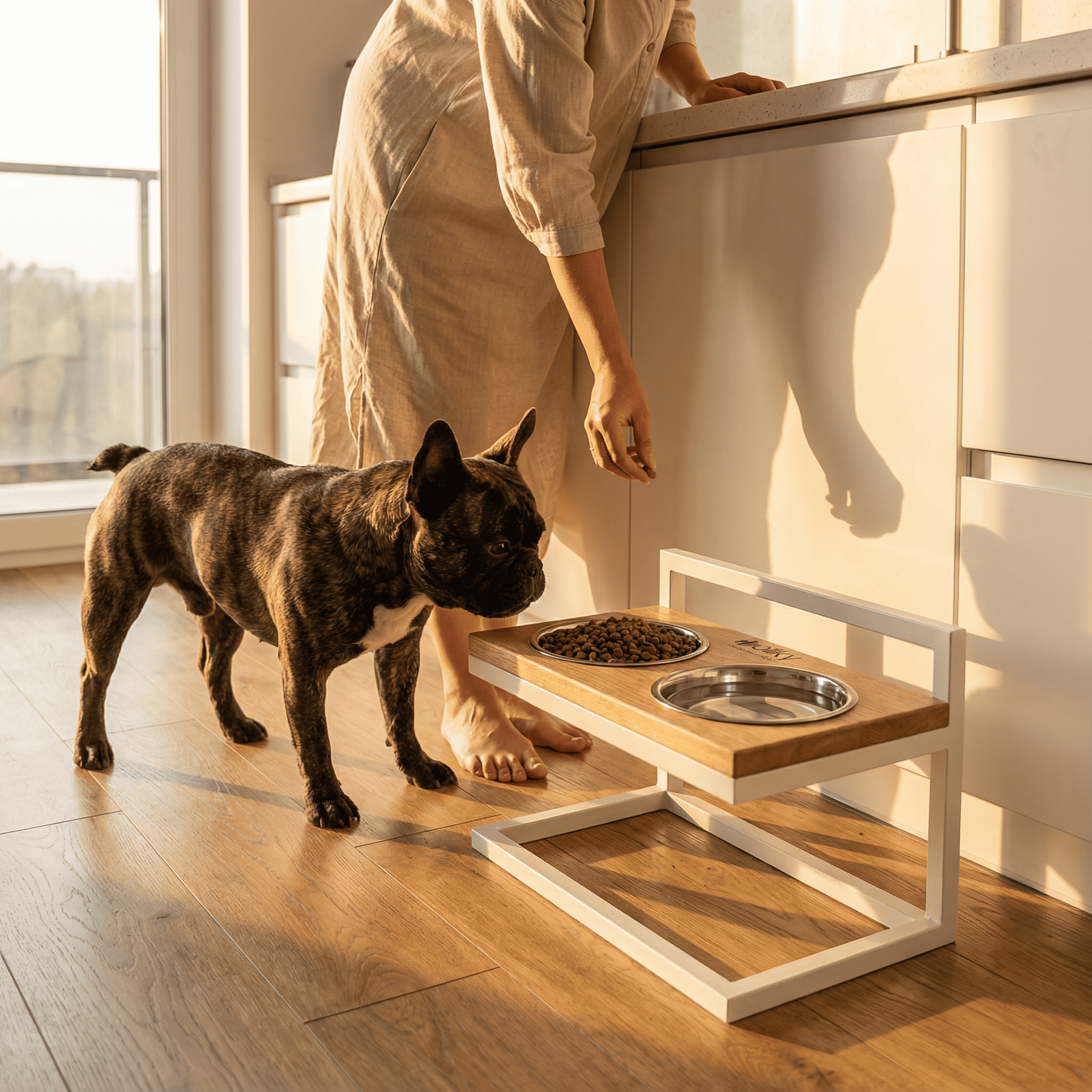 Миски на регульованій підставці для середніх собак Hollky Flex M 2х0,85 л (FM-422530-WHNT) - фото 1 Миски на регульованій підставці для середніх собак Hollky Flex M 2х0,85 л (FM-422530-WHNT) - фото 1