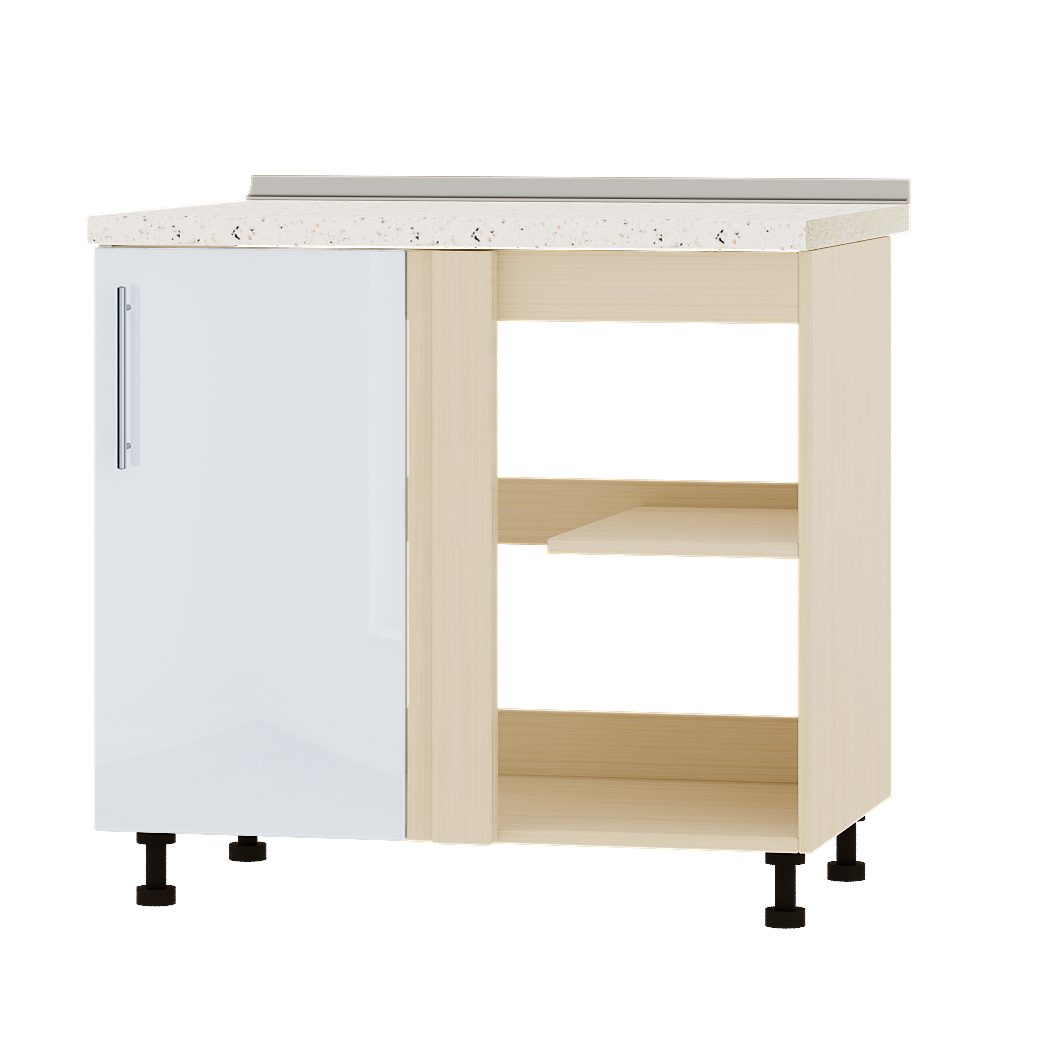 Шкаф нижний Эверест Акрил модуль угловой Низ Н89-895 90х47х85 см Белый глянец/Дуб Молочный (04741)