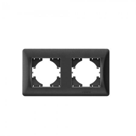 Рамка Videx Binera двомісна горизонтальна Чорний/Графіт (VF-BNFR2H-BG-5237)