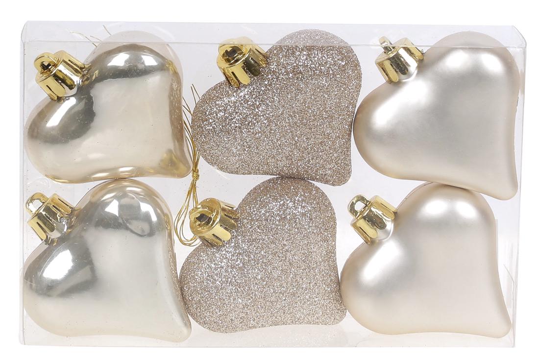 Набор елочных украшений Сердца BonaDi 6 шт. (147-332)