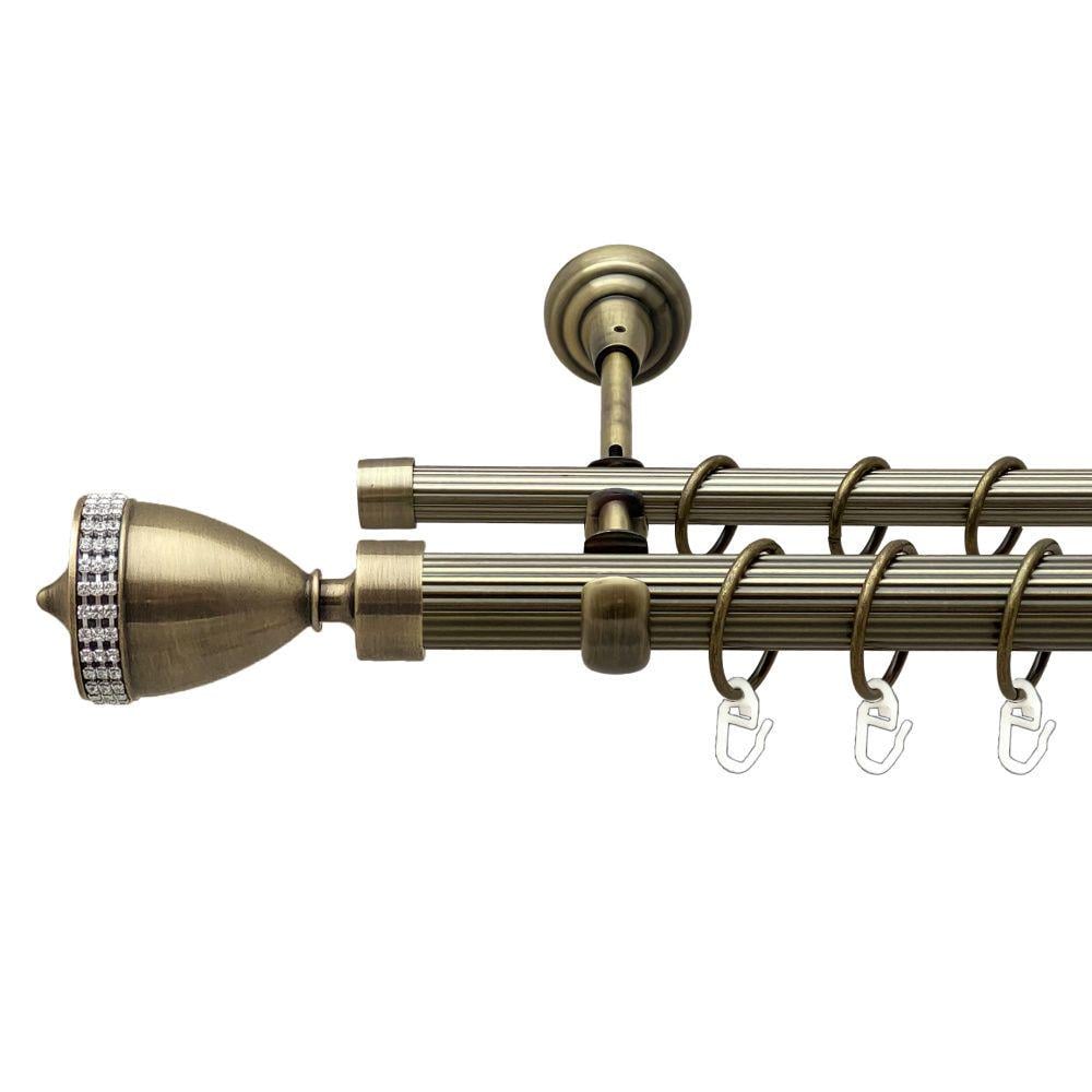 Карниз металевий Orvit Етернія дворядний відкритий/рифлена труба/кільце металеве Антик 25/16 мм 160 см (00-00017973)