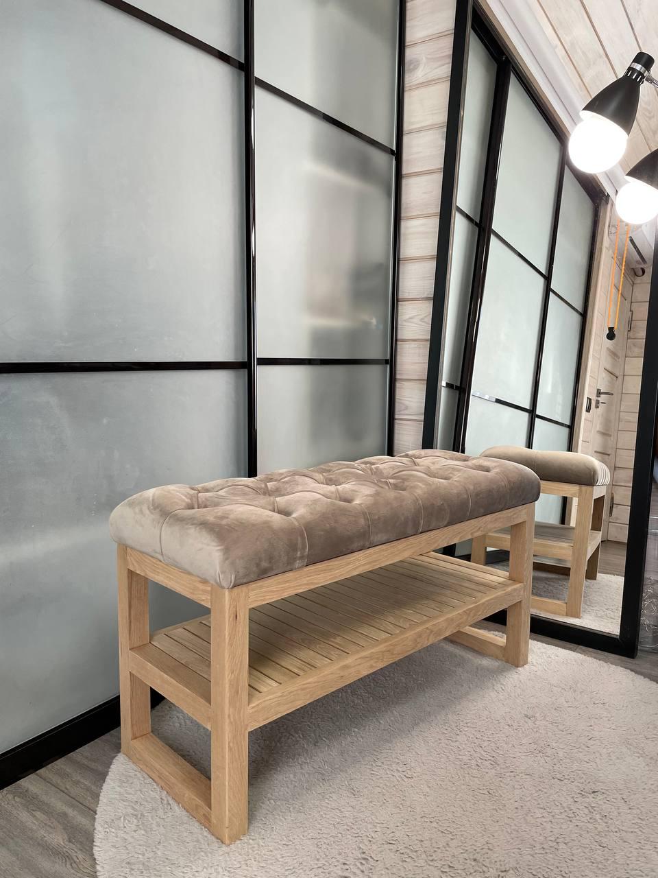 Банкетка для взуття Garz з м'яким велюровим сидінням Бежевий - фото 2