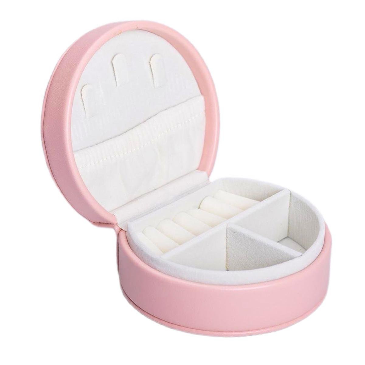Шкатулка-органайзер для украшений дорожная на кнопке 10х9х4,5 см Розовый (HP-5-31P)