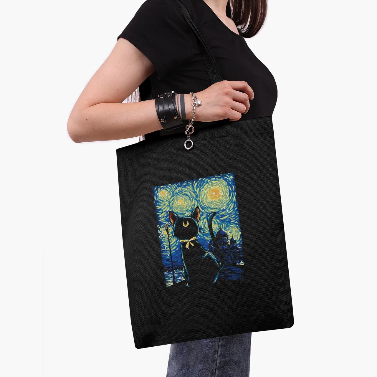 Эко сумка шоппер anime Sailor Moon Cats and van Gogh 41x35 см Черный (9227-2923-BKZ)