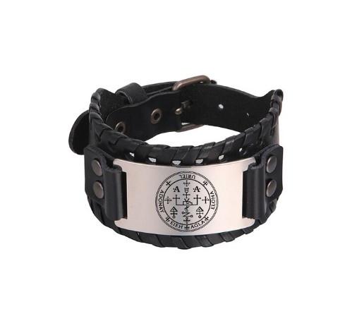 Браслет-талісман LIKGREAT Сигіла Архангела Уриїла шкіряний 27х3,7 см Чорний (BSS2021782BL)