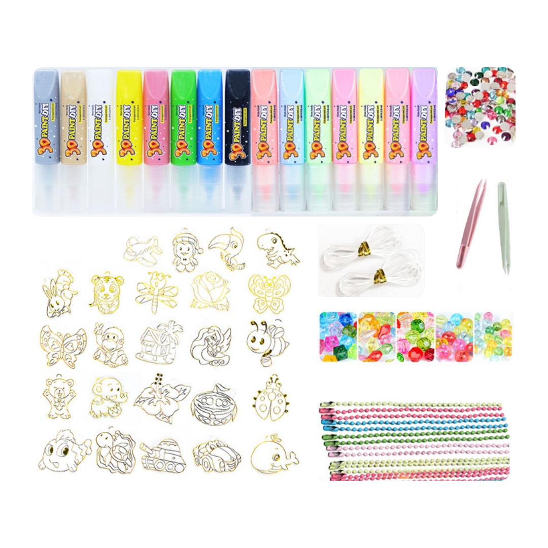 Набір для творчості вітражні 3D-фарби контурні шаблони та аксесуари для DIY-проектів 15 кольорів