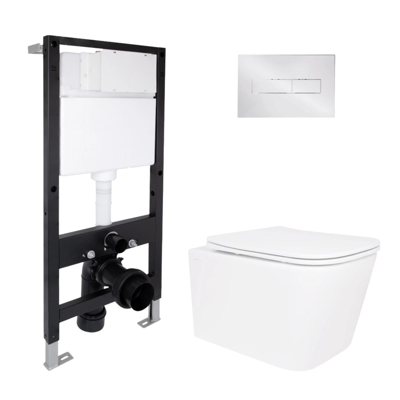 Готовое решение Qtap для ванной комнаты подвесной унитаз Crow Ultra Quiet 520x360x290 мм и комплект установки Standard