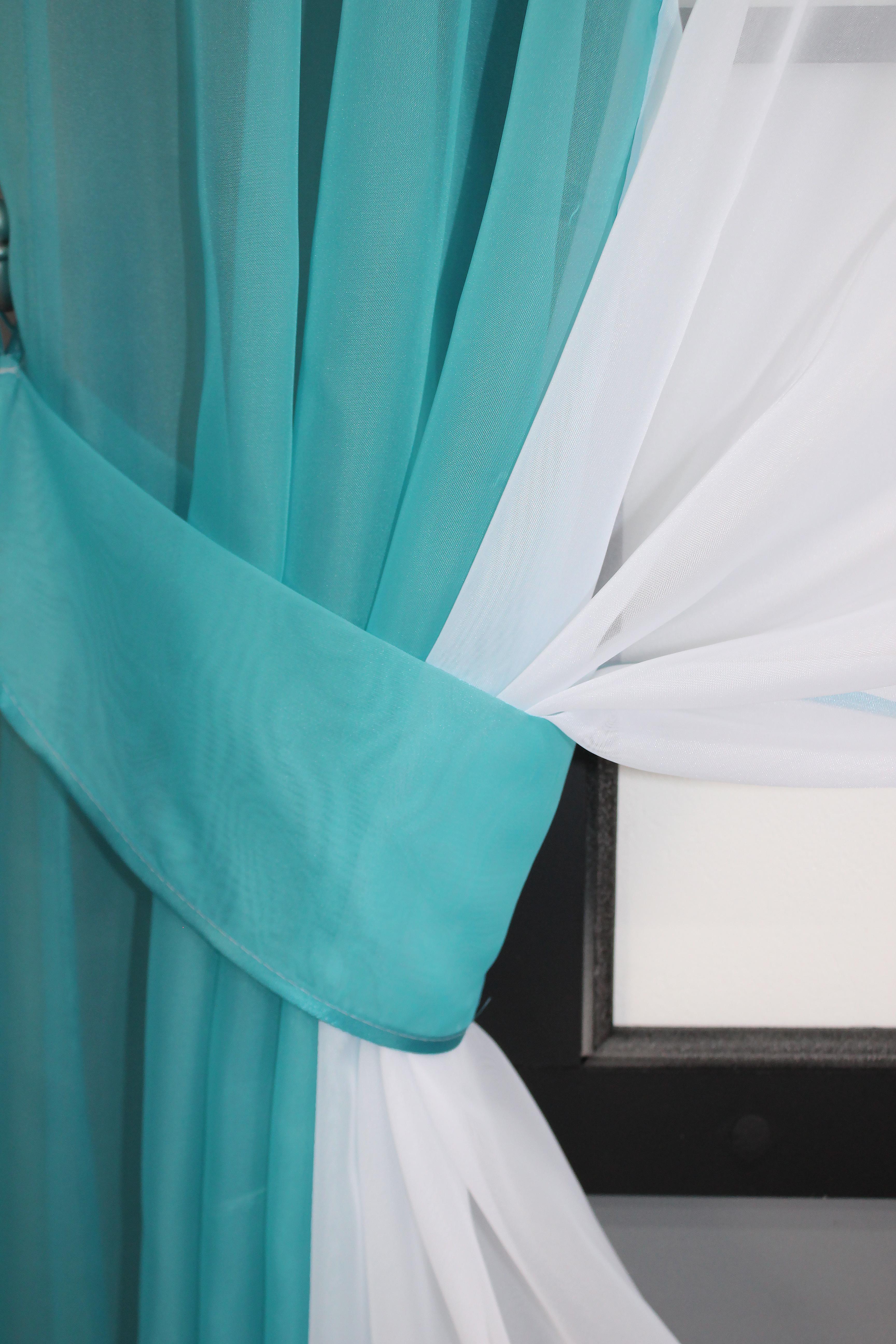 Штори кухонні VR-Textil № 017к комбіновані з підв'язками 265х170 см Лазурний/Білий (52-0676) - фото 3 Штори кухонні VR-Textil № 017к комбіновані з підв'язками 265х170 см Лазурний/Білий (52-0676) - фото 3