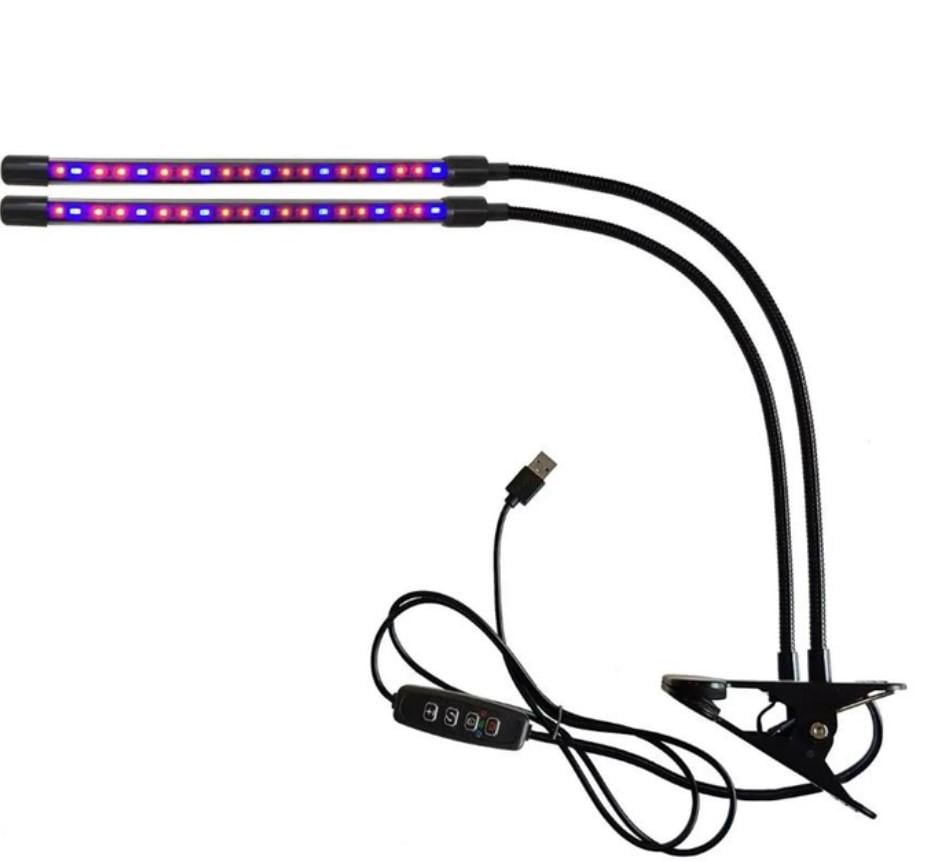 Фитолампа для растений светодиодная Plant Grow Light от USB на клипсе/на 2 лампы Розовый (MX-00009084)