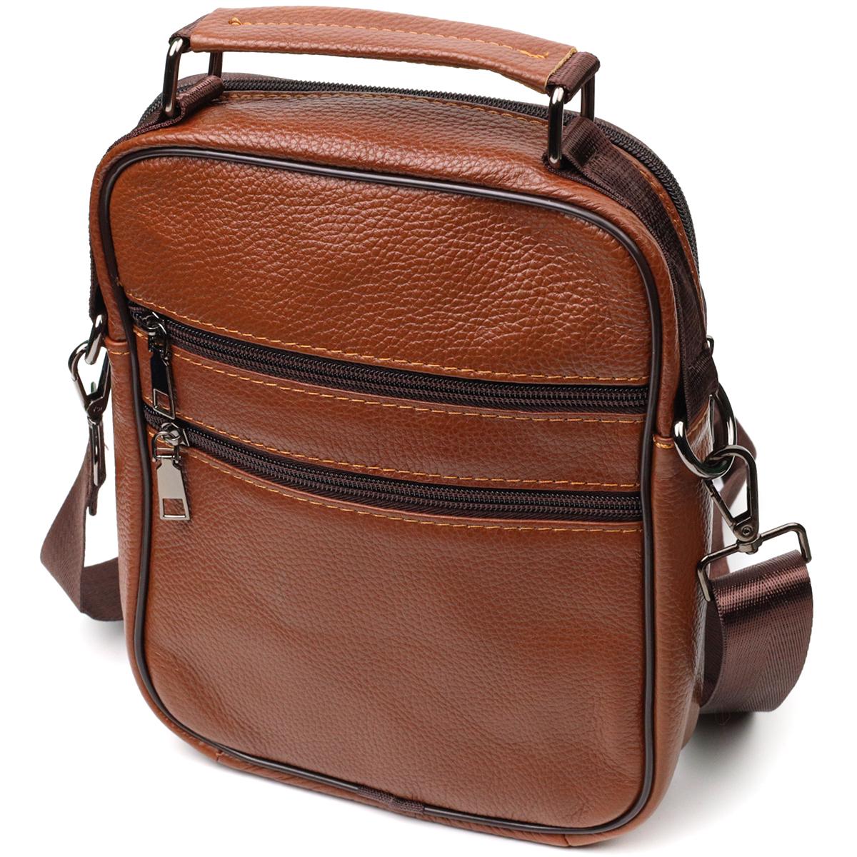 Мессенджер мужской Vintage Bag 21951 из натуральной кожи Светло-коричневый - фото 2