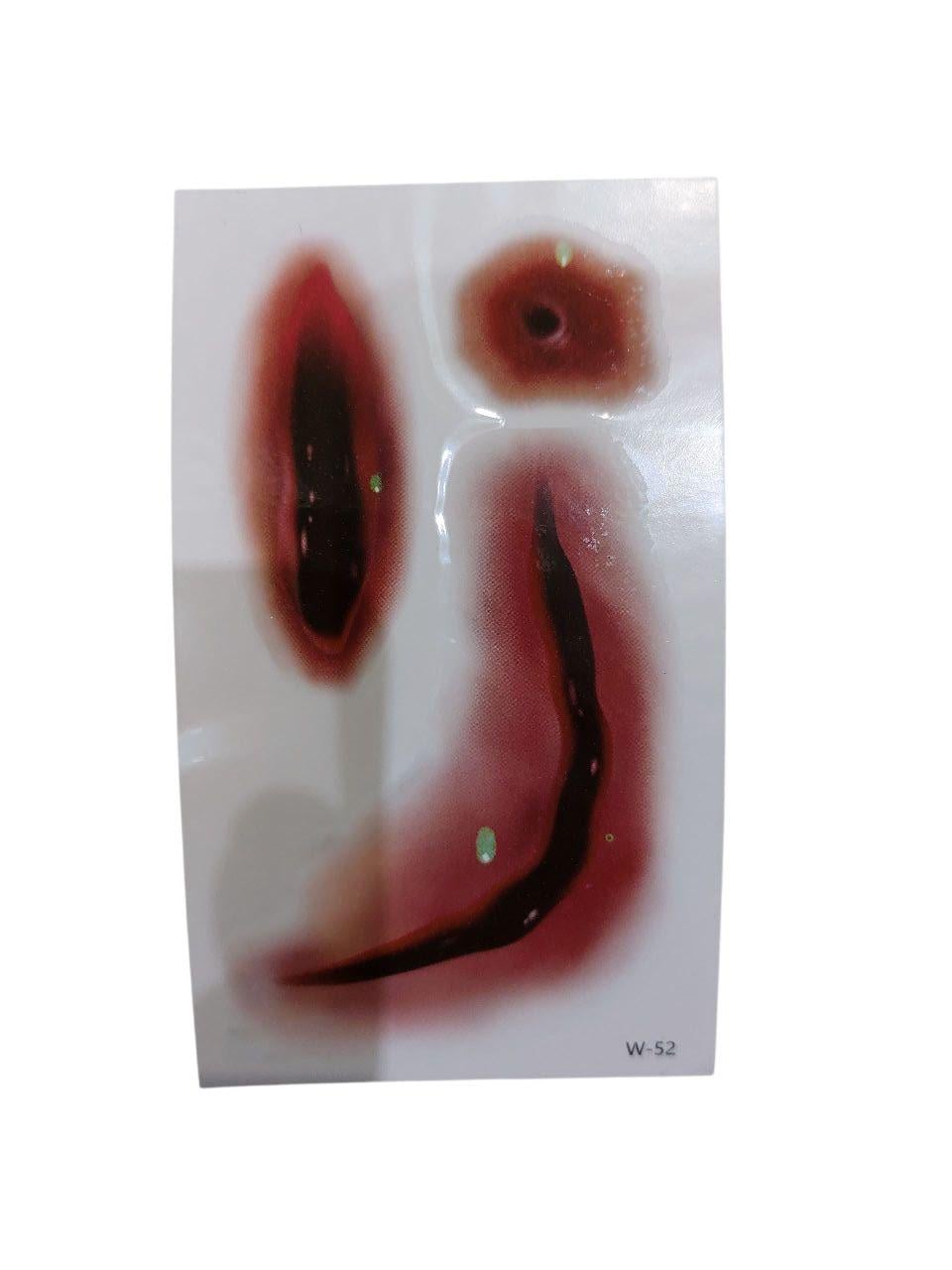 Наклейки тату на Хэллоуин раны 10x6 см Красный (900035)