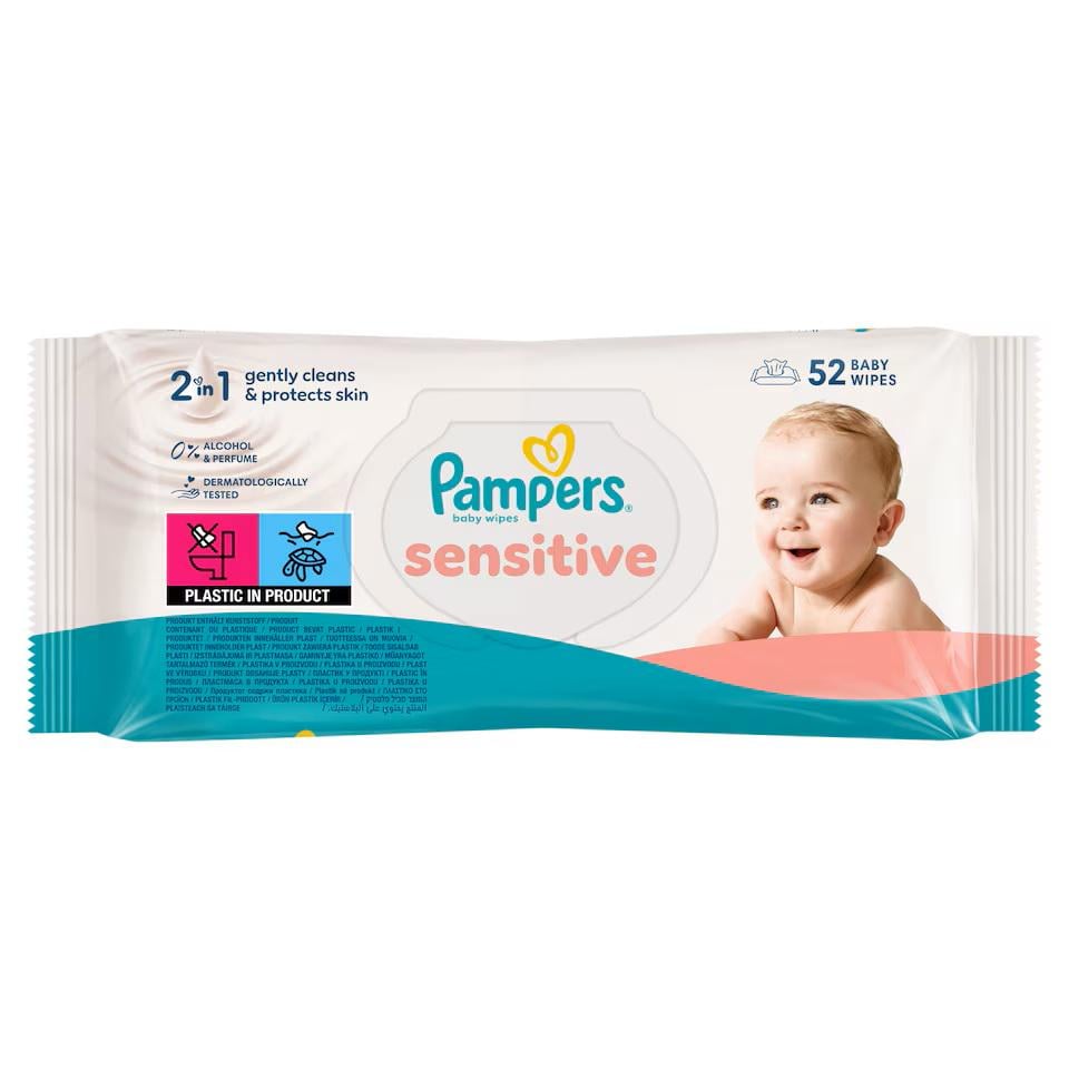Серветки вологі Pampers Sensitive 52 шт. (92)