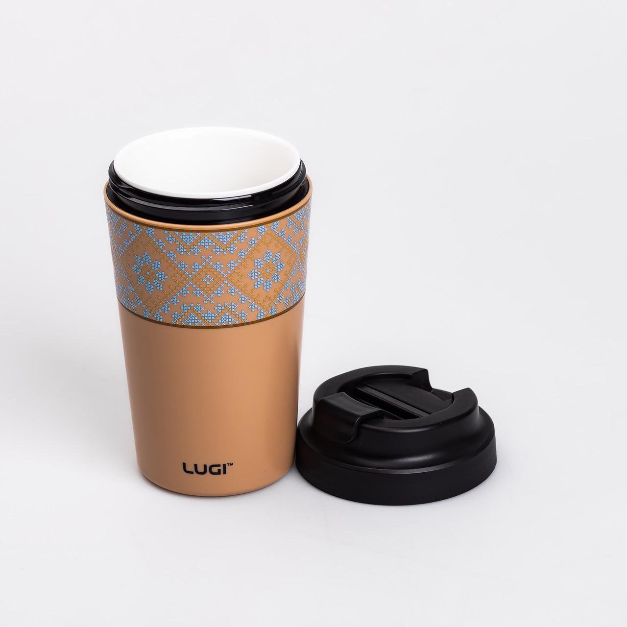 Термокружка Вишиванка з кришкою на защіпці 380 мл Коричневий (HP-14-50O) - фото 2 Термокружка Вишиванка з кришкою на защіпці 380 мл Коричневий (HP-14-50O) - фото 2