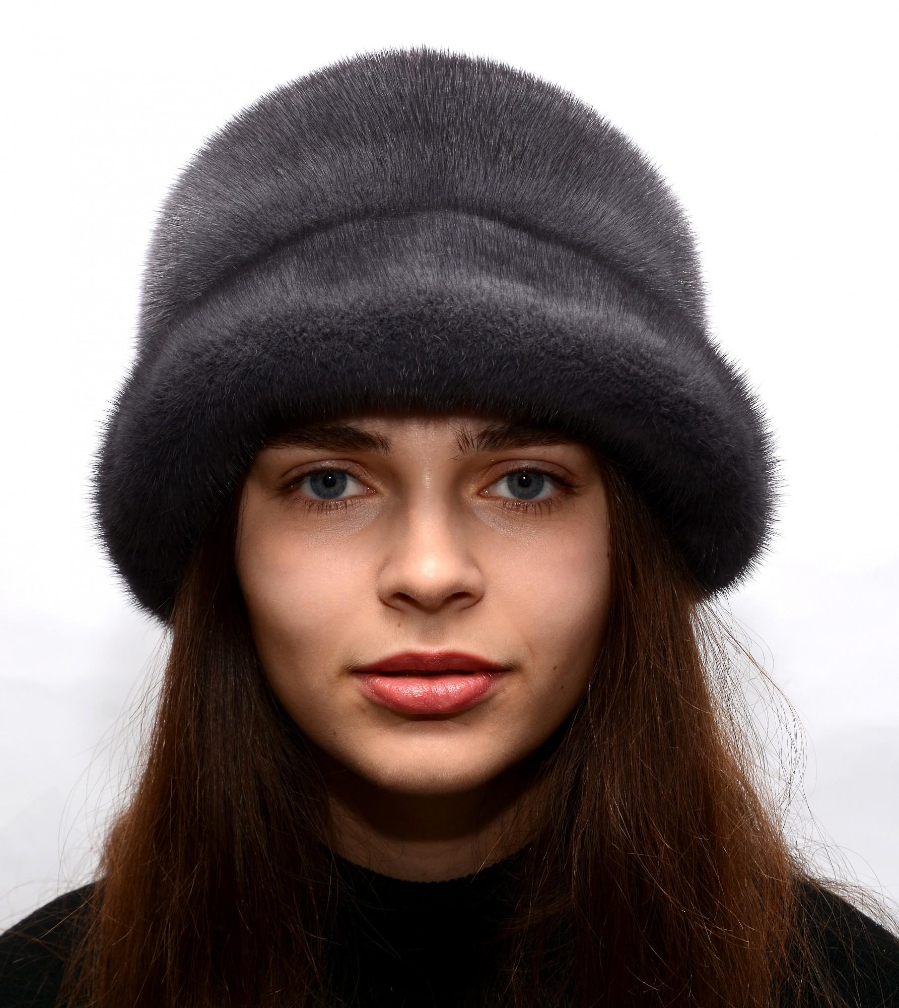 Женская шляпа Меховой стиль Чарли из натурального меха норки M-L Ирис (013/C)
