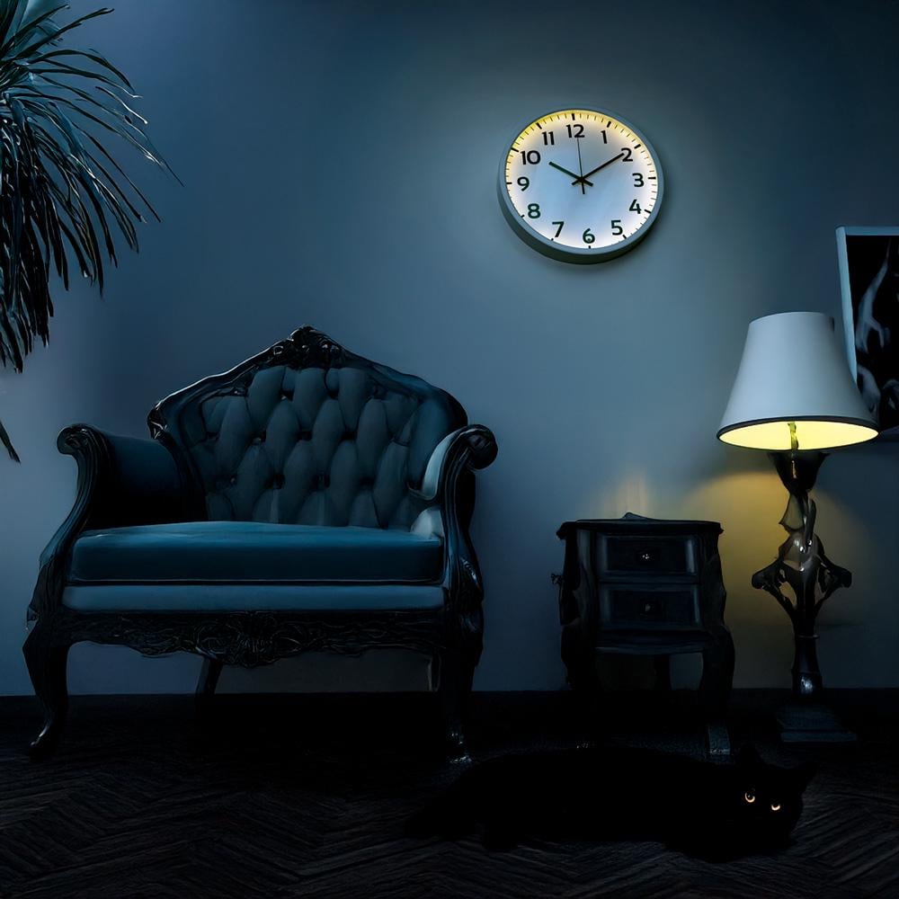 Часы настенные LOSSO NL-30 Night Light бесшумные с подсветкой Белый/Белый (498098259) - фото 3 Часы настенные LOSSO NL-30 Night Light бесшумные с подсветкой Белый/Белый (498098259) - фото 3