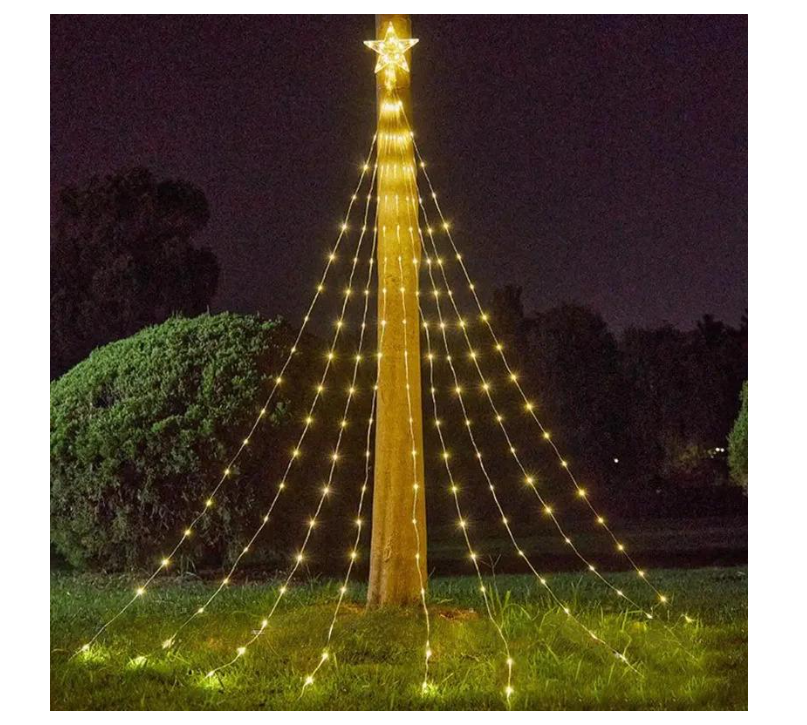 Гирлянда-завеса Звездный дождь на солнечной батарее теплый белый 2 м 190 LED (234576887_299)